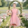Sunny Fashion Girls Dress Yellow Leaf Sleeveless Summer Party Size 6-12(Light Pink)