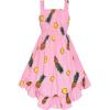 Sunny Fashion Girls Dress Yellow Leaf Sleeveless Summer Party Size 6-12(Pink)