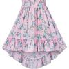 Sunny Fashion Girls Dress Yellow Leaf Sleeveless Summer Party Size 6-12(Pink Blue Flower)