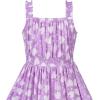 Sunny Fashion Girls Dress Yellow Leaf Sleeveless Summer Party Size 6-12(Purple)