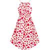 Sunny Fashion Girls Dress Yellow Leaf Sleeveless Summer Party Size 6-12(Red)