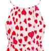 Sunny Fashion Girls Dress Yellow Leaf Sleeveless Summer Party Size 6-12(Red)