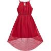 Sunny Fashion Girls Dress Yellow Leaf Sleeveless Summer Party Size 6-12(Red Swiss Dot)