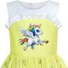 Sunny Fashion Girls Dress Yellow Unicorn Print Birthday Party Size 3-10