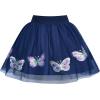 Sunny Fashion Girls Gray 2 Piece Shirt Butterfly Multicolor Rainbow Floral Skirt(Blue)
