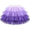 Sunny Fashion Girls Gray 2 Piece Shirt Butterfly Multicolor Rainbow Floral Skirt(Lavender Purple Ombre)