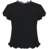 Sunny Fashion Girls Short Sleeve Tee T-Shirt Butterfly Sleeve Cotton Casual(Black Lettuce Trim)