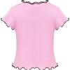 Sunny Fashion Girls Short Sleeve Tee T-Shirt Butterfly Sleeve Cotton Casual(Pink Lettuce Trim)