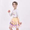 Sunny Fashion Girls Skirt Navy Blue Pearl Stars Sparkling Tutu Dancing Size 4-12(Beige)
