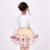 Sunny Fashion Girls Skirt Navy Blue Pearl Stars Sparkling Tutu Dancing Size 4-12(Beige)