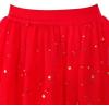 Sunny Fashion Girls Skirt Navy Blue Pearl Stars Sparkling Tutu Dancing Size 4-12(Red)