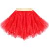 Sunny Fashion Girls Skirt Navy Blue Pearl Stars Sparkling Tutu Dancing Size 4-12(Red Pearl)