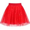 Sunny Fashion Girls Skirt Navy Blue Pearl Stars Sparkling Tutu Dancing Size 4-12(Red Sparkle)