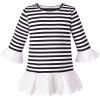 Sunny Fashion Girls Tee 2pc Pack Rainbow Ruffle Stripe Casual Short Flutter Sleeve(Rainbow)