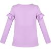 Sunny Fashion Girls White Long Sleeve T-Shirt Top Rainbow Sequins Letter Star(Purple)