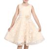 Sunny Fashion 3 Layers Girls Dress Sunflower Wave Pageant Bridesmaid Kids(Light Beige)