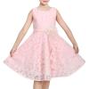 Sunny Fashion 3 Layers Girls Dress Sunflower Wave Pageant Bridesmaid Kids(Pink Hollow Flower)