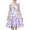 Sunny Fashion 3 Layers Girls Dress Sunflower Wave Pageant Bridesmaid Kids(Purple Ruffle Collar)