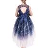Sunny Fashion Flower Girl Dress Champagne Sequin Hi-Low Wedding Bridesmaid(Blue Heart)