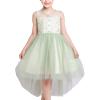 Sunny Fashion Flower Girl Dress Champagne Sequin Hi-Low Wedding Bridesmaid(Light Green)