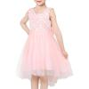 Sunny Fashion Flower Girl Dress Champagne Sequin Hi-Low Wedding Bridesmaid(Light Pink)