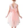 Sunny Fashion Flower Girl Dress Champagne Sequin Hi-Low Wedding Bridesmaid(Pink)