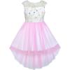 Sunny Fashion Flower Girl Dress Champagne Sequin Hi-Low Wedding Bridesmaid(Pink Embroidery)