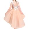 Sunny Fashion Flower Girl Dress Champagne Sequin Hi-Low Wedding Bridesmaid(Pinkish Beige)