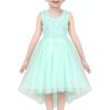 Sunny Fashion Flower Girl Dress Champagne Sequin Hi-Low Wedding Bridesmaid(Turquoise Green)