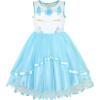 Sunny Fashion Flower Girls Dress Blue Belted Wedding Party Bridesmaid Size 4-12(Blue Unicorn)