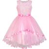Sunny Fashion Flower Girls Dress Blue Belted Wedding Party Bridesmaid Size 4-12(Pink 2)
