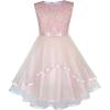 Sunny Fashion Flower Girls Dress Blue Belted Wedding Party Bridesmaid Size 4-12(Pink)