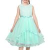 Sunny Fashion Flower Girls Dress Blue Belted Wedding Party Bridesmaid Size 4-12(Turquoise)