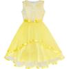 Sunny Fashion Flower Girls Dress Blue Belted Wedding Party Bridesmaid Size 4-12(Yellow)