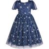 Sunny Fashion Flower Girls Dress Lace Hem Wedding First Communion Size 6-14(Blue)