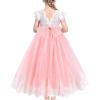 Sunny Fashion Flower Girls Dress Lace Hem Wedding First Communion Size 6-14(Pink Lace)