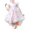 Sunny Fashion Girl Dress Pink Tulle Sequin Unicorn Star Moon Party Ruffle(Pink)