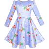 Sunny Fashion Girls Dress 3/4 Sleeve Christmas Santa Jingle Bell Snow Size 4-12(Blue Christmas)