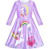 Sunny Fashion Girls Dress 3/4 Sleeve Christmas Santa Jingle Bell Snow Size 4-12(Purple)
