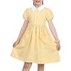 Sunny Fashion Girls Dress Beige Short Sleeve Collar Button Front School Uniform(Yellow Gingham)