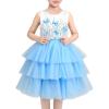 Sunny Fashion Girls Dress Birthday Princess Ruffle Dress Cake Balloon Print(Blue Butterfly)