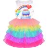 Sunny Fashion Girls Dress Birthday Princess Ruffle Dress Cake Balloon Print(Rainbow Heart)