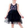 Sunny Fashion Girls Dress Cat Face Black Tower Ruffle Dancing Party Size 4-10(Black)