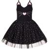 Sunny Fashion Girls Dress Cat Face Black Tower Ruffle Dancing Party Size 4-10(Black Diamond)