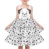 Sunny Fashion Girls Dress Cat Face Black Tower Ruffle Dancing Party Size 4-10(Black Dot)