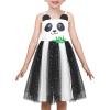 Sunny Fashion Girls Dress Cat Face Black Tower Ruffle Dancing Party Size 4-10(Black Panda)