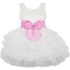 Sunny Fashion Girls Dress Cat Face Black Tower Ruffle Dancing Party Size 4-10(Ivory White)