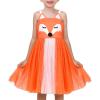 Sunny Fashion Girls Dress Cat Face Black Tower Ruffle Dancing Party Size 4-10(Orange)