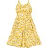 Sunny Fashion Girls Dress Chiffon Suspender Yellow Floral Ruffle Sleeveless(Yellow Flower)