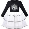 Sunny Fashion Girls Dress Christmas Santa Hat Long Sleeve Party Dress Size 6-12(Black Snowflake)